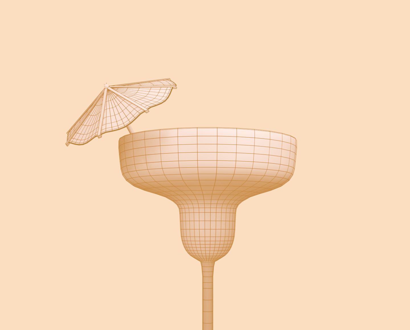 3D wireframe of a pacman ghost